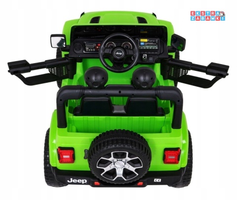 Jeep Wrangler Rubicon na akumulator - zielony, 4x45W, 12V/10Ah, EVA, pilot, LED, MP3, BT - [JWR555]