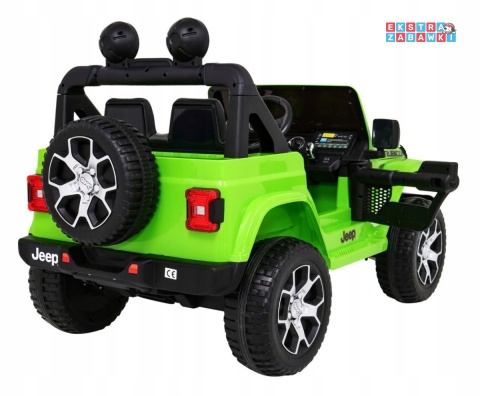 Jeep Wrangler Rubicon na akumulator - zielony, 4x45W, 12V/10Ah, EVA, pilot, LED, MP3, BT - [JWR555]
