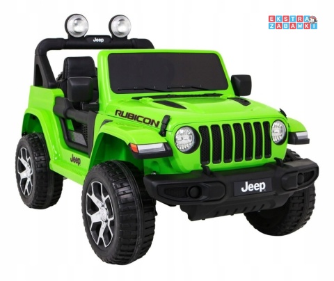 Jeep Wrangler Rubicon na akumulator - zielony, 4x45W, 12V/10Ah, EVA, pilot, LED, MP3, BT - [JWR555]