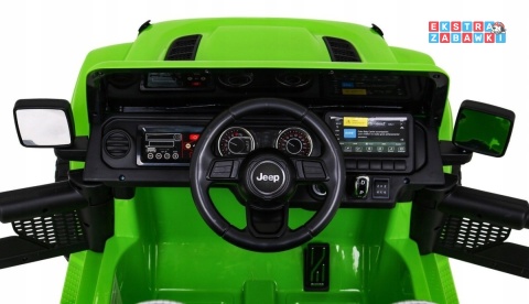 Jeep Wrangler Rubicon na akumulator - zielony, 4x45W, 12V/10Ah, EVA, pilot, LED, MP3, BT - [JWR555]