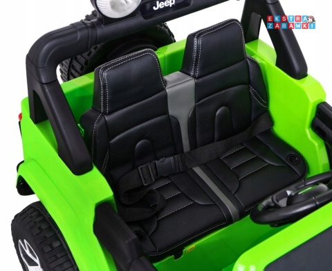 Jeep Wrangler Rubicon na akumulator - zielony, 4x45W, 12V/10Ah, EVA, pilot, LED, MP3, BT - [JWR555]
