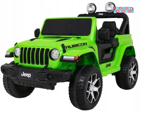 Jeep Wrangler Rubicon na akumulator - zielony, 4x45W, 12V/10Ah, EVA, pilot, LED, MP3, BT - [JWR555]