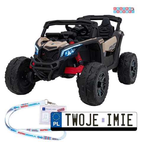 Maverick ATV CAN-AM buggy na akumulator 4x4 - beżowy, 4X200W, 24V/5Ah, EVA, pokrowiec, pilot LED, MP3, BT [CA003]
