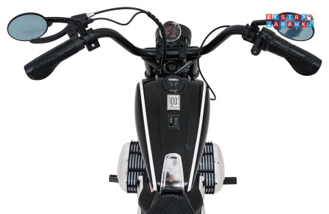 Motor BMW R18 na akumulator - czarny, 200W 24V/7Ah, silnik bezszczotkowy, koła pompowane, kółka boczne, ekoksóra, BT [SX8628]