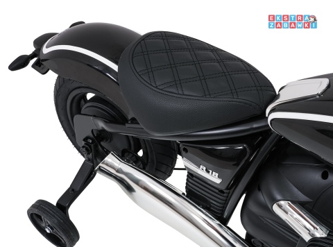 Motor BMW R18 na akumulator - czarny, 200W 24V/7Ah, silnik bezszczotkowy, koła pompowane, kółka boczne, ekoksóra, BT [SX8628]