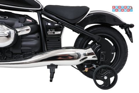 Motor BMW R18 na akumulator - czarny, 200W 24V/7Ah, silnik bezszczotkowy, koła pompowane, kółka boczne, ekoksóra, BT [SX8628]