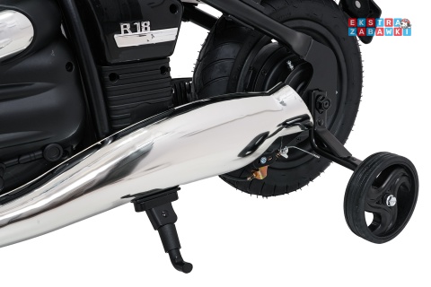 Motor BMW R18 na akumulator - czarny, 200W 24V/7Ah, silnik bezszczotkowy, koła pompowane, kółka boczne, ekoksóra, BT [SX8628]
