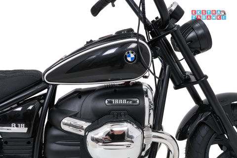 Motor BMW R18 na akumulator - czarny, 200W 24V/7Ah, silnik bezszczotkowy, koła pompowane, kółka boczne, ekoksóra, BT [SX8628]