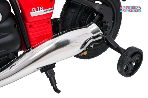 Motor BMW R18 na akumulator - czerwony, 200W 24V/7Ah, silnik bezszczotkowy, koła pompowane, kółka boczne, ekoksóra, BT [SX8628]