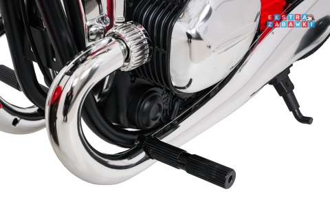 Motor BMW R18 na akumulator - czerwony, 200W 24V/7Ah, silnik bezszczotkowy, koła pompowane, kółka boczne, ekoksóra, BT [SX8628]