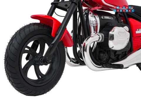 Motor BMW R18 na akumulator - czerwony, 200W 24V/7Ah, silnik bezszczotkowy, koła pompowane, kółka boczne, ekoksóra, BT [SX8628]