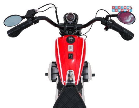 Motor BMW R18 na akumulator - czerwony, 200W 24V/7Ah, silnik bezszczotkowy, koła pompowane, kółka boczne, ekoksóra, BT [SX8628]