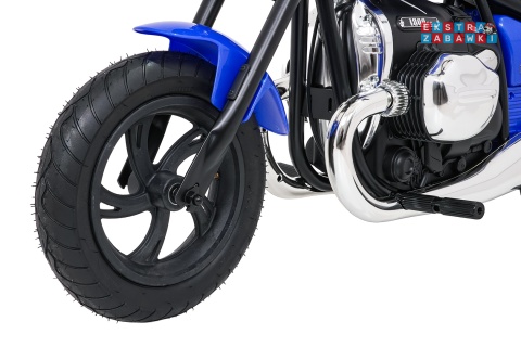Motor BMW R18 na akumulator - niebieski, 200W 24V/7Ah, silnik bezszczotkowy, koła pompowane, kółka boczne, ekoksóra, BT [SX8628]