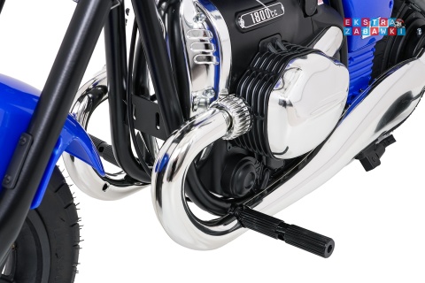 Motor BMW R18 na akumulator - niebieski, 200W 24V/7Ah, silnik bezszczotkowy, koła pompowane, kółka boczne, ekoksóra, BT [SX8628]