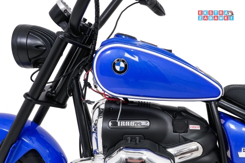 Motor BMW R18 na akumulator - niebieski, 200W 24V/7Ah, silnik bezszczotkowy, koła pompowane, kółka boczne, ekoksóra, BT [SX8628]