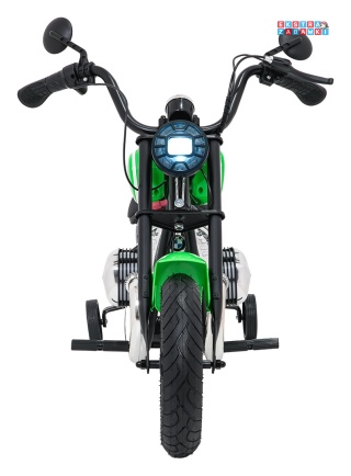 Motor BMW R18 na akumulator - zielony, 200W 24V/7Ah, silnik bezszczotkowy, koła pompowane, kółka boczne, ekoksóra, BT [SX8628]