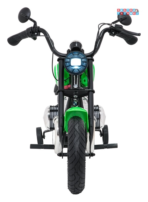 Motor BMW R18 na akumulator - zielony, 200W 24V/7Ah, silnik bezszczotkowy, koła pompowane, kółka boczne, ekoksóra, BT [SX8628]