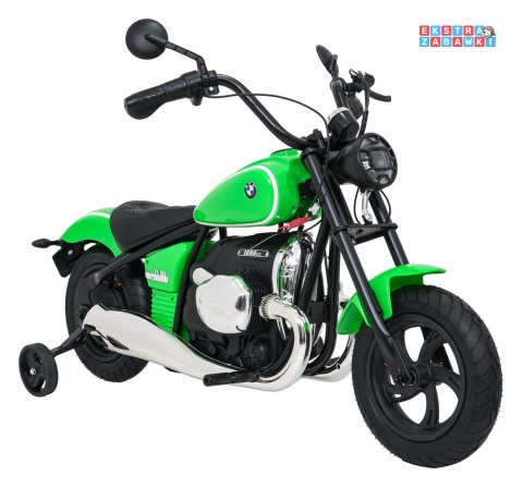 Motor BMW R18 na akumulator - zielony, 200W 24V/7Ah, silnik bezszczotkowy, koła pompowane, kółka boczne, ekoksóra, BT [SX8628]