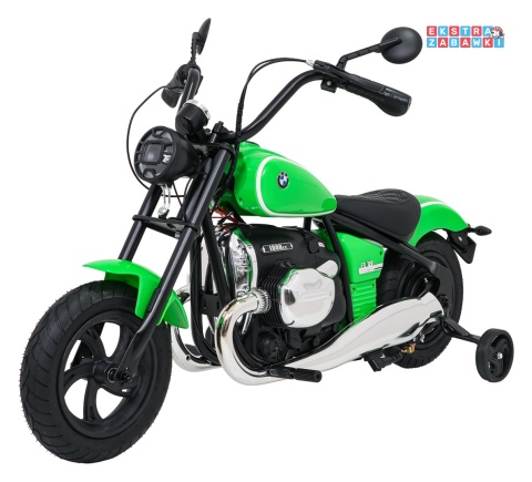 Motor BMW R18 na akumulator - zielony, 200W 24V/7Ah, silnik bezszczotkowy, koła pompowane, kółka boczne, ekoksóra, BT [SX8628]