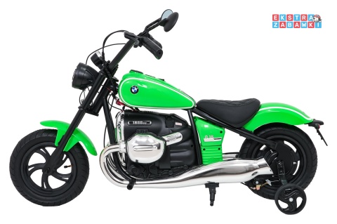 Motor BMW R18 na akumulator - zielony, 200W 24V/7Ah, silnik bezszczotkowy, koła pompowane, kółka boczne, ekoksóra, BT [SX8628]