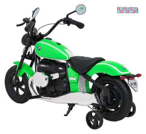 Motor BMW R18 na akumulator - zielony, 200W 24V/7Ah, silnik bezszczotkowy, koła pompowane, kółka boczne, ekoksóra, BT [SX8628]