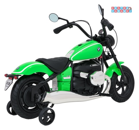 Motor BMW R18 na akumulator - zielony, 200W 24V/7Ah, silnik bezszczotkowy, koła pompowane, kółka boczne, ekoksóra, BT [SX8628]