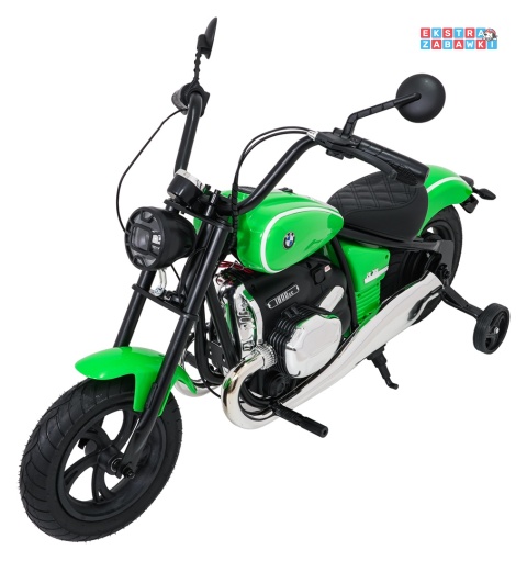Motor BMW R18 na akumulator - zielony, 200W 24V/7Ah, silnik bezszczotkowy, koła pompowane, kółka boczne, ekoksóra, BT [SX8628]