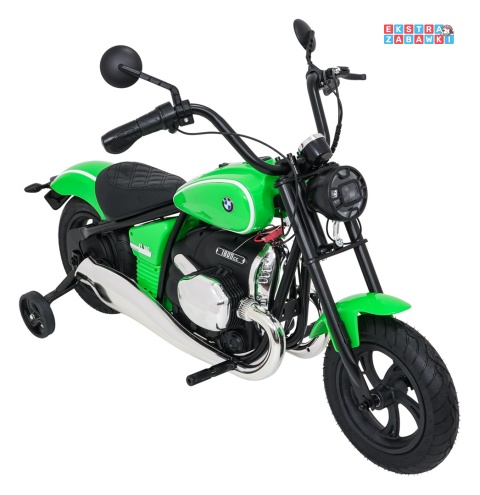 Motor BMW R18 na akumulator - zielony, 200W 24V/7Ah, silnik bezszczotkowy, koła pompowane, kółka boczne, ekoksóra, BT [SX8628]