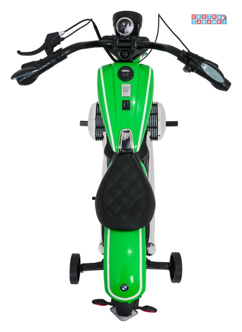 Motor BMW R18 na akumulator - zielony, 200W 24V/7Ah, silnik bezszczotkowy, koła pompowane, kółka boczne, ekoksóra, BT [SX8628]