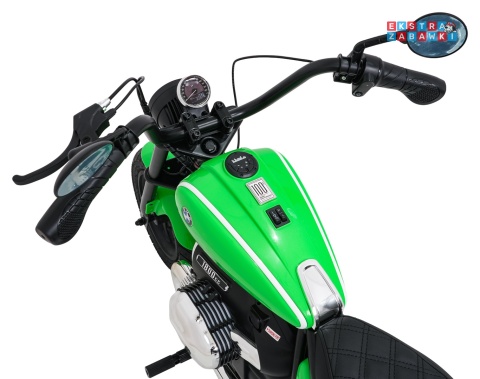 Motor BMW R18 na akumulator - zielony, 200W 24V/7Ah, silnik bezszczotkowy, koła pompowane, kółka boczne, ekoksóra, BT [SX8628]