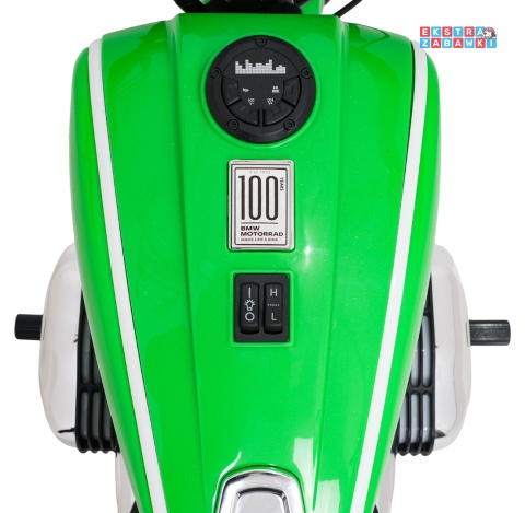 Motor BMW R18 na akumulator - zielony, 200W 24V/7Ah, silnik bezszczotkowy, koła pompowane, kółka boczne, ekoksóra, BT [SX8628]