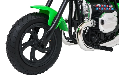 Motor BMW R18 na akumulator - zielony, 200W 24V/7Ah, silnik bezszczotkowy, koła pompowane, kółka boczne, ekoksóra, BT [SX8628]