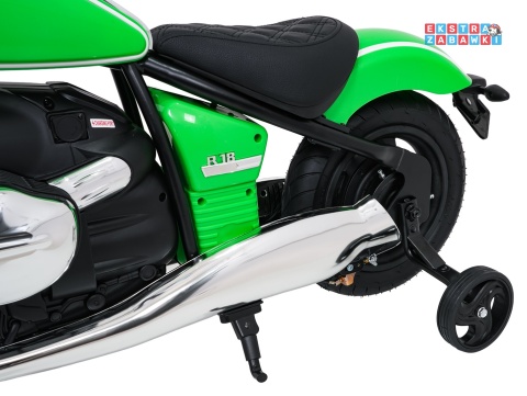 Motor BMW R18 na akumulator - zielony, 200W 24V/7Ah, silnik bezszczotkowy, koła pompowane, kółka boczne, ekoksóra, BT [SX8628]