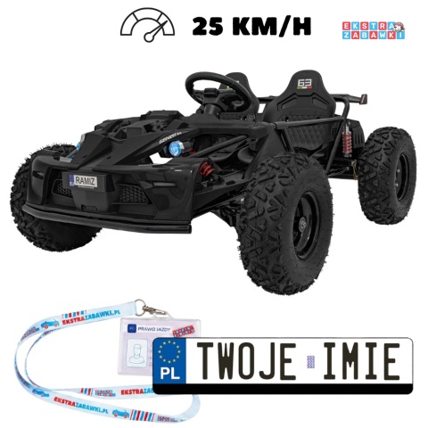 Ogromny gokart GENERAL 63 dwuosobowy na akumulator - czarny, 1x800W 48V/20Ah, silnik bezszczotkowy, pokrowiec [SX2358]