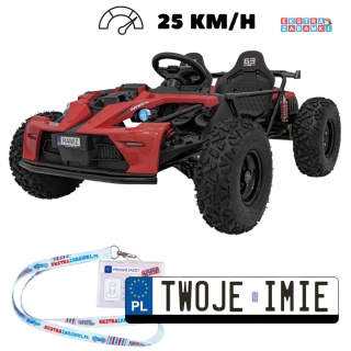 Ogromny gokart GENERAL 63 dwuosobowy na akumulator - czerwony, 1x800W 48V/20Ah, silnik bezszczotkowy, pokrowiec [SX2358]