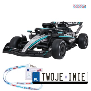 Bolid AMG PETRONAS F1 na akumulator - czarny, 2x35W 12V/9Ah, pilot, EVA, LED, pasy, ekoskóra, BT [QLS-8621]