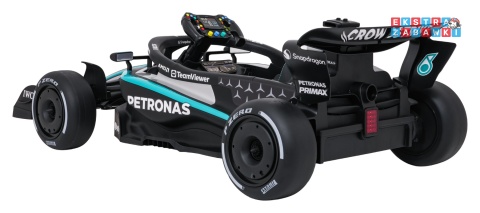 Bolid AMG PETRONAS F1 na akumulator - czarny, 2x35W 12V/9Ah, pilot, EVA, LED, pasy, ekoskóra, BT [QLS-8621]