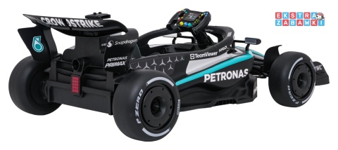 Bolid AMG PETRONAS F1 na akumulator - czarny, 2x35W 12V/9Ah, pilot, EVA, LED, pasy, ekoskóra, BT [QLS-8621]