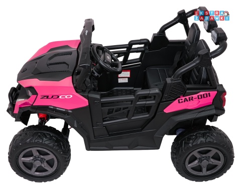 Buggy Observer na akumulator - różowy, 4x200W 24V/7Ah, EVA, LED, ekoskóra, pilot, Bluetooth [BBH-037]