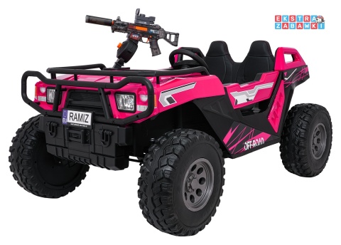 Buggy Prospector 4x4 STRONG na akumulator - różowy, 4x4 2x300W 2x45W 24V/14Ah, pilot, EVA, LED, wolny start, BT [SX1930.STRONG]