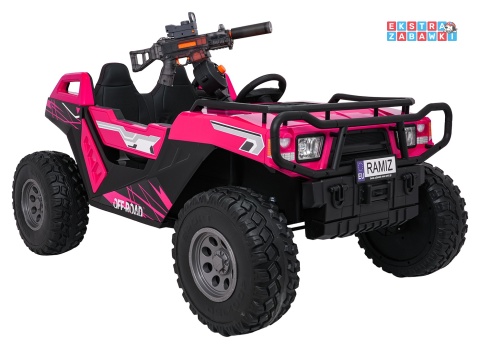 Buggy Prospector 4x4 STRONG na akumulator - różowy, 4x4 2x300W 2x45W 24V/14Ah, pilot, EVA, LED, wolny start, BT [SX1930.STRONG]