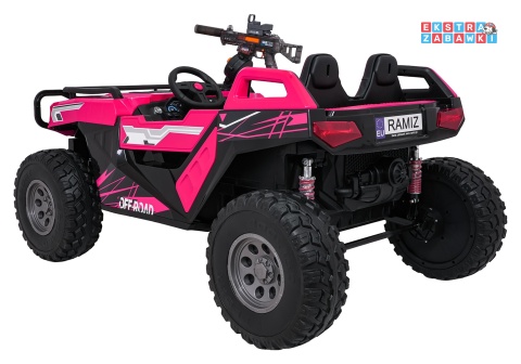 Buggy Prospector 4x4 STRONG na akumulator - różowy, 4x4 2x300W 2x45W 24V/14Ah, pilot, EVA, LED, wolny start, BT [SX1930.STRONG]