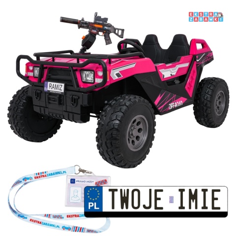 Buggy Prospector 4x4 STRONG na akumulator - różowy, 4x4 2x300W 2x45W 24V/14Ah, pilot, EVA, LED, wolny start, BT [SX1930.STRONG]