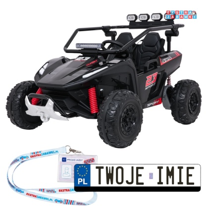 Buggy Turbo 23 na akumulator - czarny, 4x200W 24V/7Ah, pilot, dwuosobowy, EVA, LED, ekoskóra, pas [DM-109]