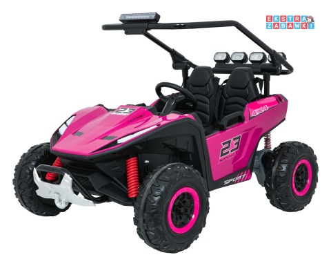 Buggy Turbo 23 na akumulator - różowy, 4x200W 24V/7Ah, pilot, dwuosobowy, EVA, LED, ekoskóra, pas [DM-109]
