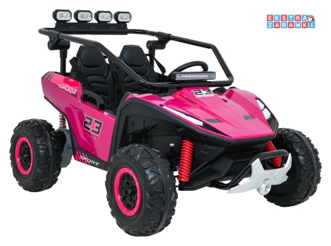 Buggy Turbo 23 na akumulator - różowy, 4x200W 24V/7Ah, pilot, dwuosobowy, EVA, LED, ekoskóra, pas [DM-109]