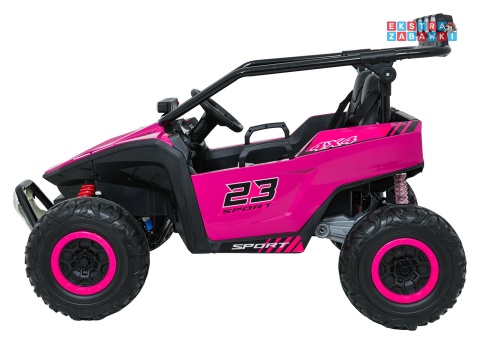 Buggy Turbo 23 na akumulator - różowy, 4x200W 24V/7Ah, pilot, dwuosobowy, EVA, LED, ekoskóra, pas [DM-109]