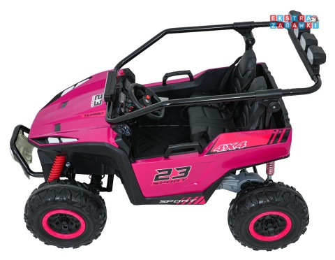 Buggy Turbo 23 na akumulator - różowy, 4x200W 24V/7Ah, pilot, dwuosobowy, EVA, LED, ekoskóra, pas [DM-109]