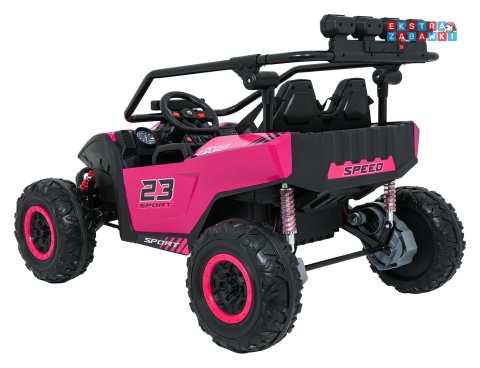 Buggy Turbo 23 na akumulator - różowy, 4x200W 24V/7Ah, pilot, dwuosobowy, EVA, LED, ekoskóra, pas [DM-109]