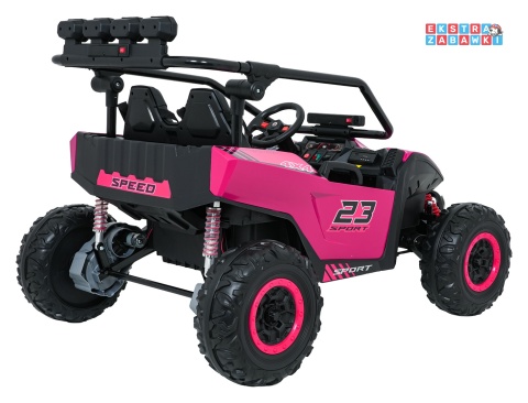 Buggy Turbo 23 na akumulator - różowy, 4x200W 24V/7Ah, pilot, dwuosobowy, EVA, LED, ekoskóra, pas [DM-109]